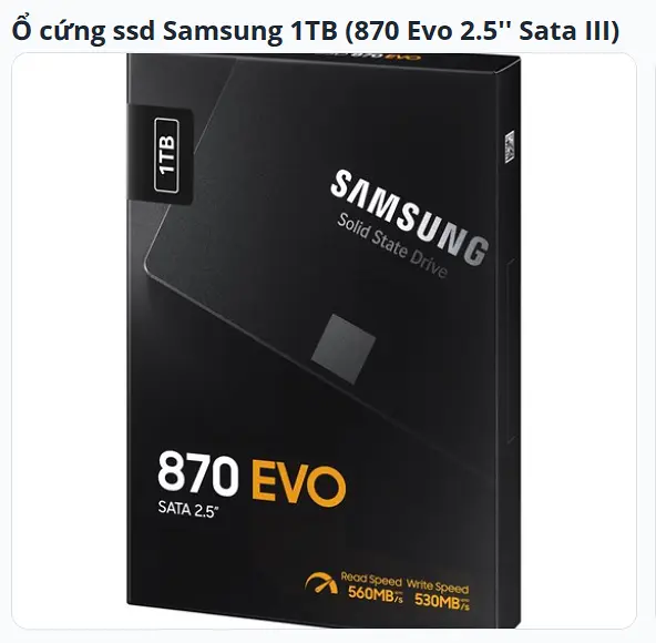 Ổ cứng ssd Samsung 1TB (870 Evo 2.5'' Sata III)