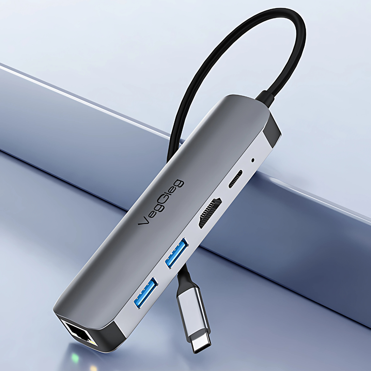 Bộ chuyển đổi Type-C sang USB,PD,HDTV VegGieg V-TC05H (MS: 6972854379547)