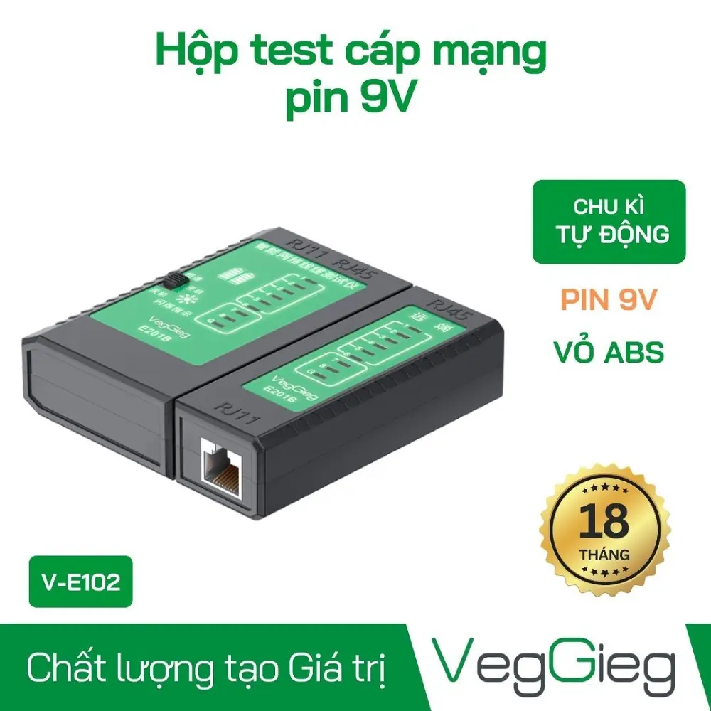 Bộ Test mạng RJ45/RJ11 VegGieg - V-E101 (MS: 6972854379097)