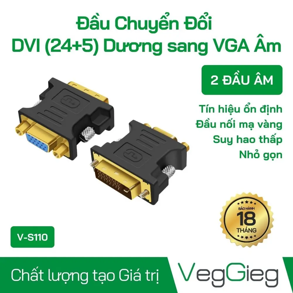 Đầu chuyển DVI to VGA V-S110 Veggieg
