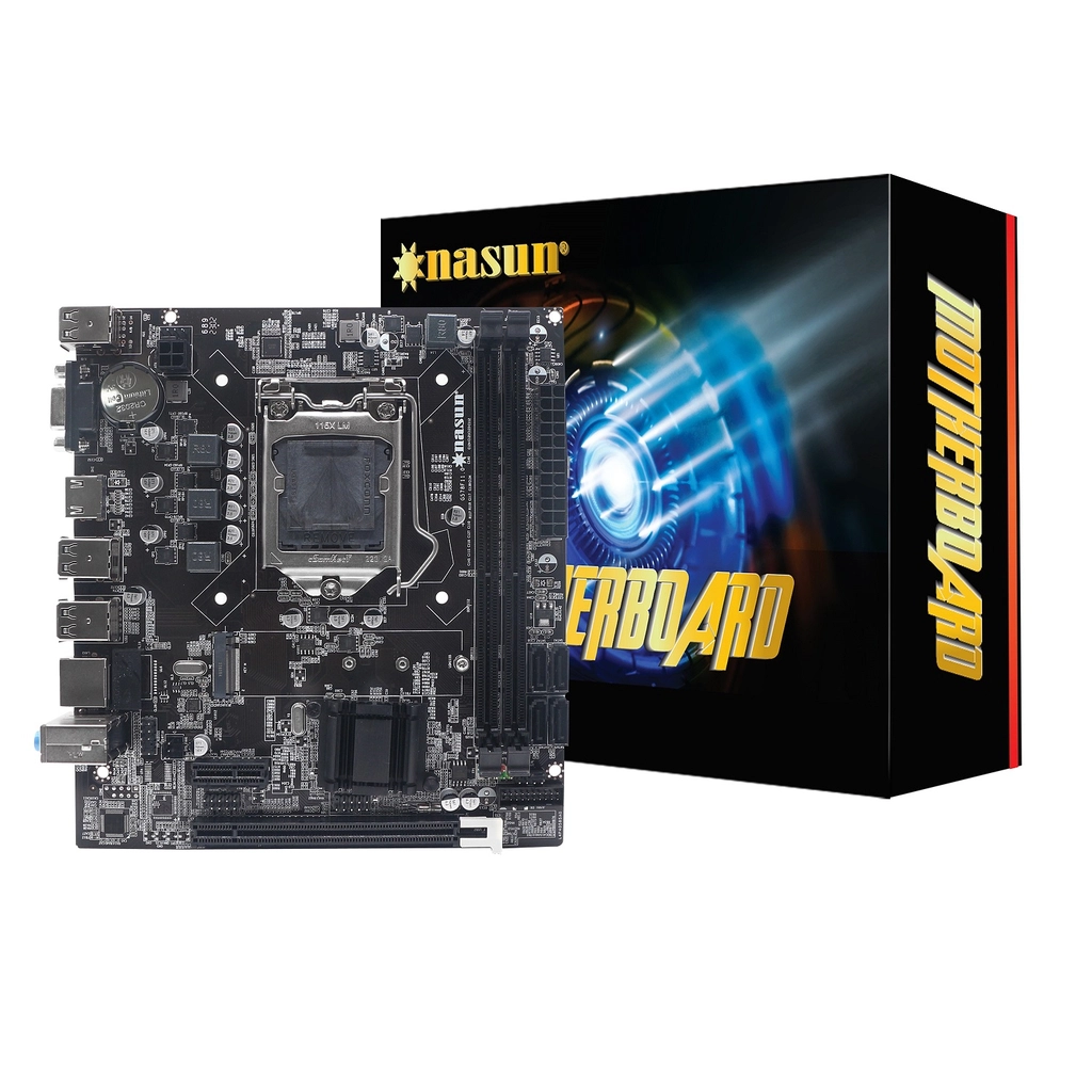 Main Nasun H61/ SK1155/ DDR3/ 1 cổng HDMI/ 1 cổng NVME pci / Mạng 1000Mbps, hàng nhập khẩu chính hãng full VAT, box.