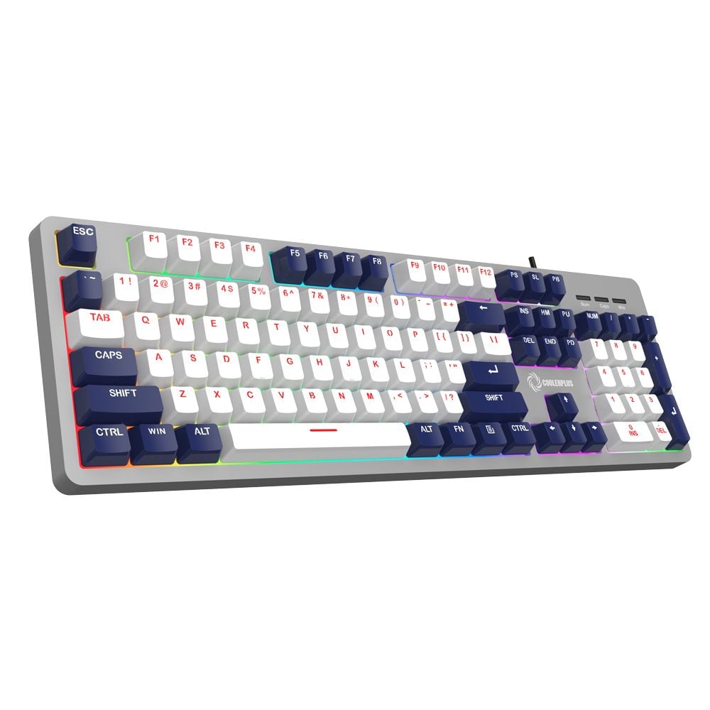 Bàn phím Keyboard bán cơ cao cấp, chống ồn L711 Cooler Plus LED Trắng xanh